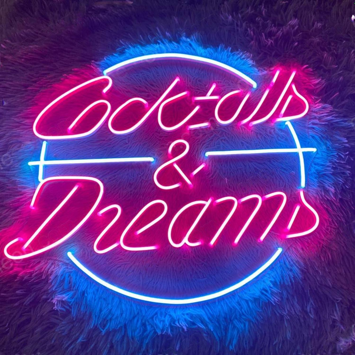Cocktails And Dream Pink Blue Led Neon Sign Bar Cafe Decor | Shineneon