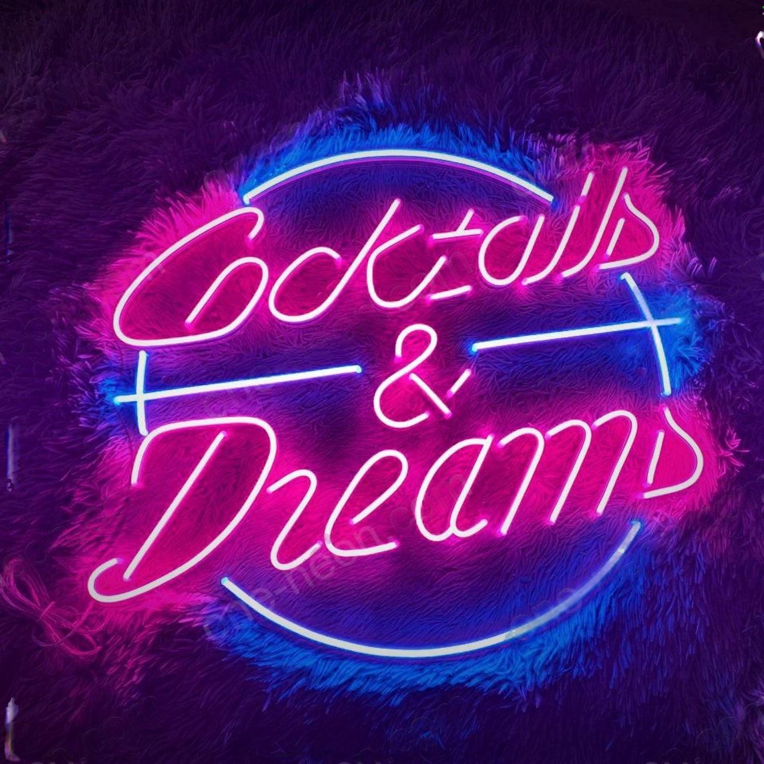 Cocktails And Dream Pink Blue Led Neon Sign Bar Cafe Decor | Shineneon