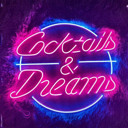 Cocktails And Dream Pink Blue Led Neon Sign Bar Cafe Decor | Shineneon