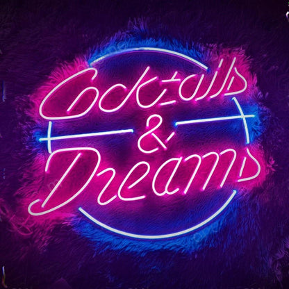 Cocktails And Dream Pink Blue Led Neon Sign Bar Cafe Decor | Shineneon