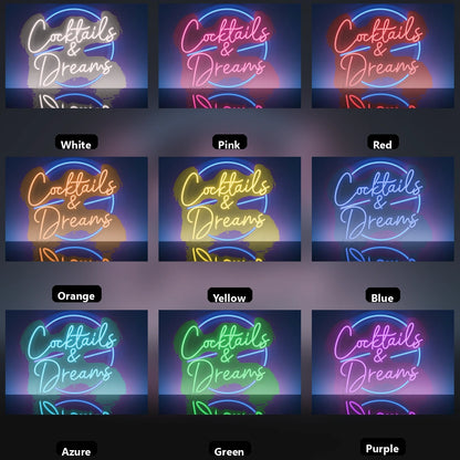 Cocktails And Dreams Business LED Neon Sign Wall Decor - 05 Color Grid
