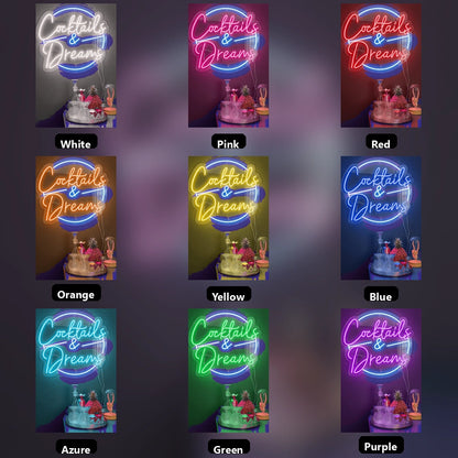 Cocktails And Dreams LED Neon Sign Wall Neon Sign - 05 Color Grid