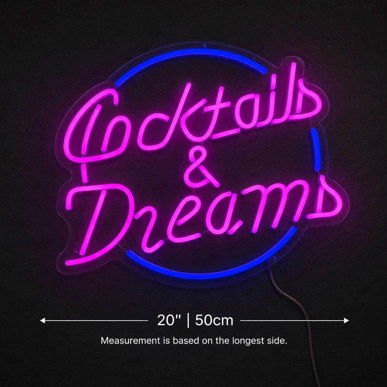 Cocktails And Dreams Neon Sign Wall Art LED Neon Sign size image
