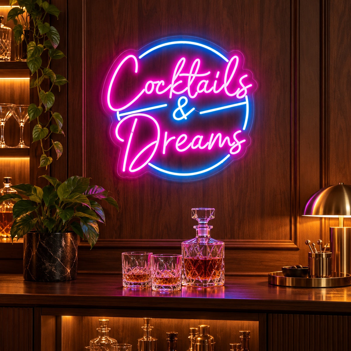 Cocktails & Dreams LED Neon Sign - advertising view