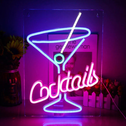 Cocktails Blue Green Pink Led Neon Sign Bar Home Decor | Shineneon