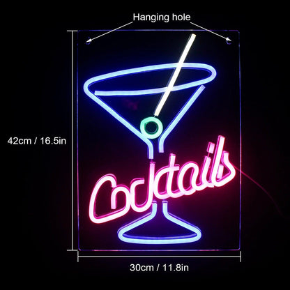 Cocktails Blue Green Pink Led Neon Sign Bar Home Decor | Shineneon