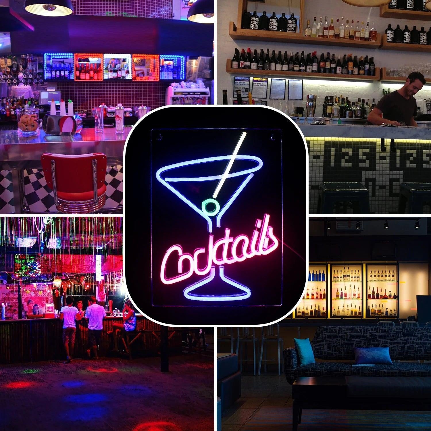 Cocktails Blue Green Pink Led Neon Sign Bar Home Decor | Shineneon