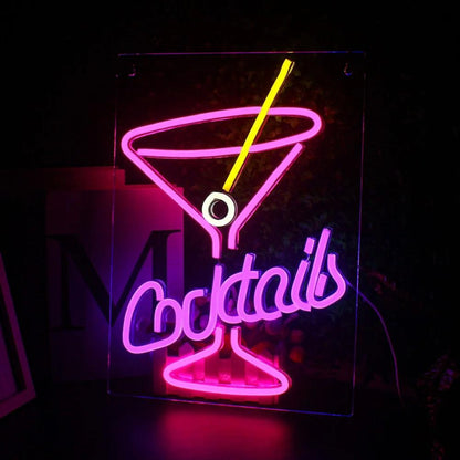 Cocktails Blue Green Pink Led Neon Sign Bar Home Decor | Shineneon