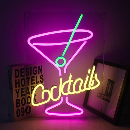 Cocktails Blue Green Pink Led Neon Sign Bar Home Decor | Shineneon