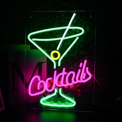 Cocktails Blue Green Pink Led Neon Sign Bar Home Decor | Shineneon