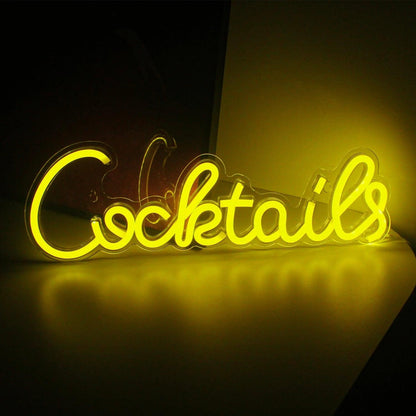 Cocktails Bright Yellow Led Neon Sign For Bar Decor | Shineneon