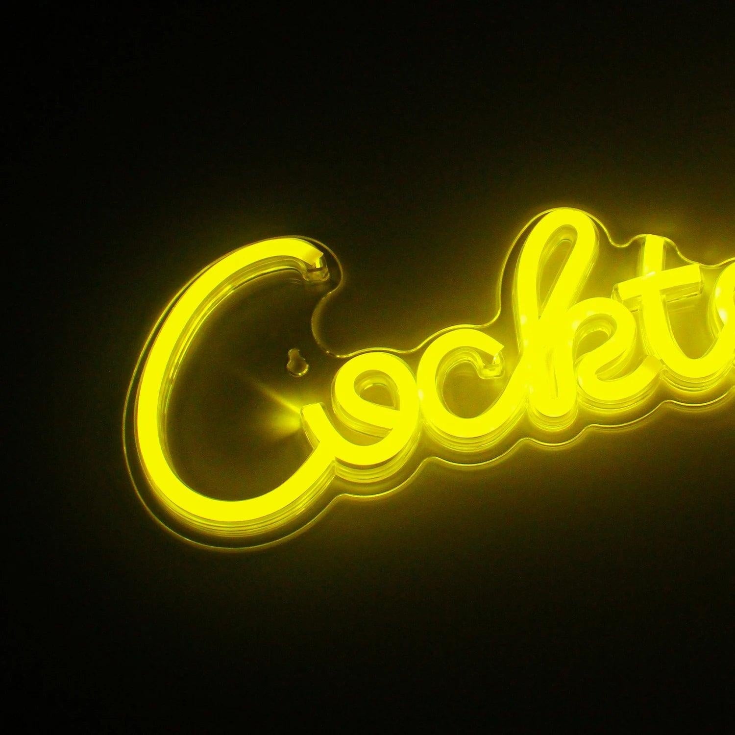 Cocktails Bright Yellow Led Neon Sign For Bar Decor | Shineneon