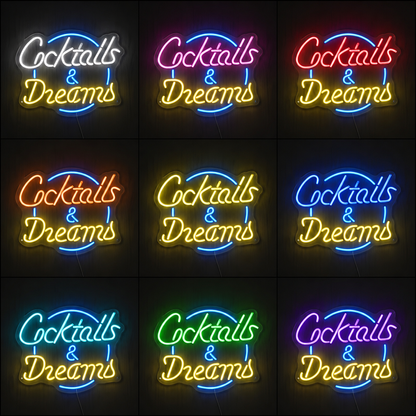 Cocktails Dreams LED Neon Sign color grid