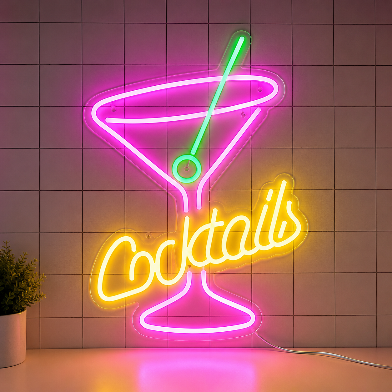 Cocktails LED Neon Sign For Bar Home Bar Party Wall Decor Light main product image