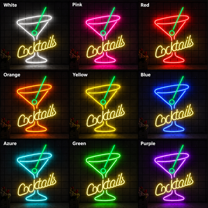 Cocktails LED Neon Sign For Bar Home Bar Party Wall Decor Light color grid