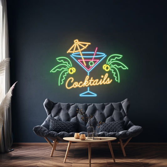 Cocktails Led Sign Wall Decor