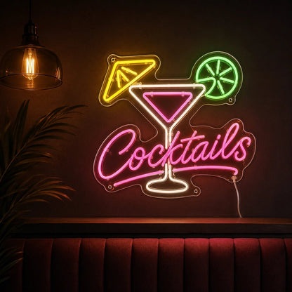 Cocktails Martini Glass Lime LED Neon Sign - Shineneon