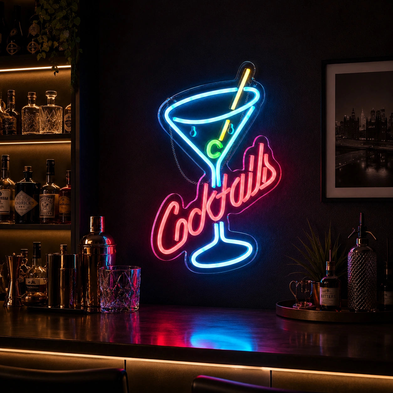 Cocktails Martini Glass Man Cave LED Neon Sign high-converting product image