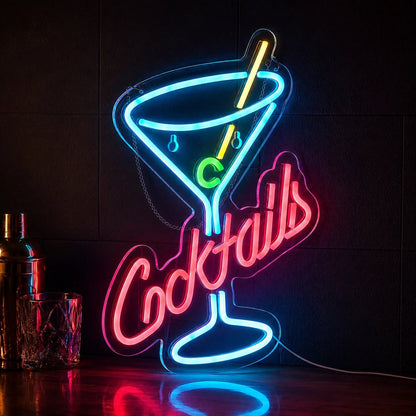 Cocktails Martini Glass Man Cave LED Neon Sign - Shineneon