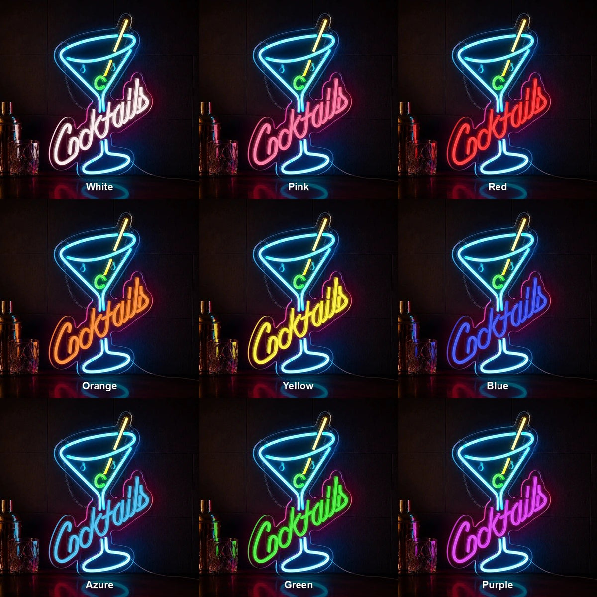 Cocktails Martini Glass Man Cave LED Neon Sign - Shineneon
