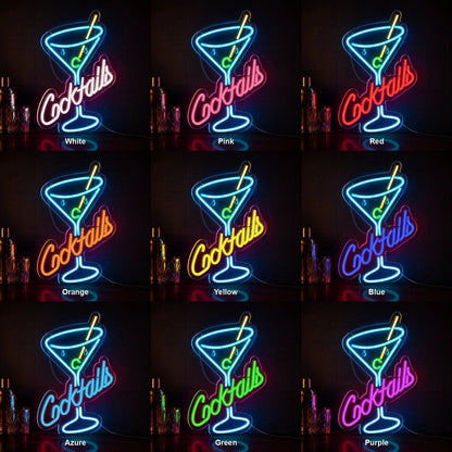 Cocktails Martini Glass Man Cave LED Neon Sign - Shineneon