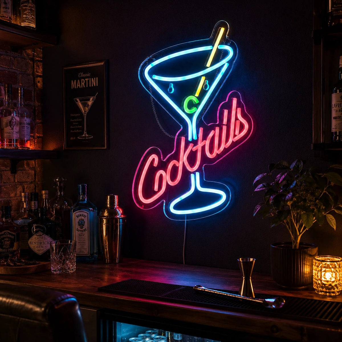 Cocktails Martini Glass Man Cave LED Neon Sign - Shineneon