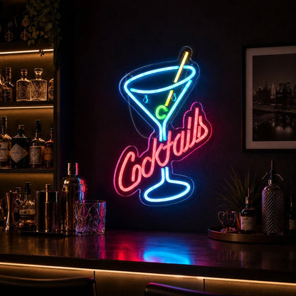 Cocktails Martini Glass Man Cave LED Neon Sign - Shineneon