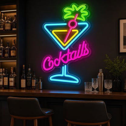Cocktails Martini Glass LED Neon Sign - advertising view