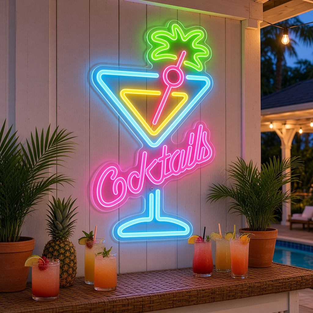 Cocktails Martini Glass LED Neon Sign - lifestyle view