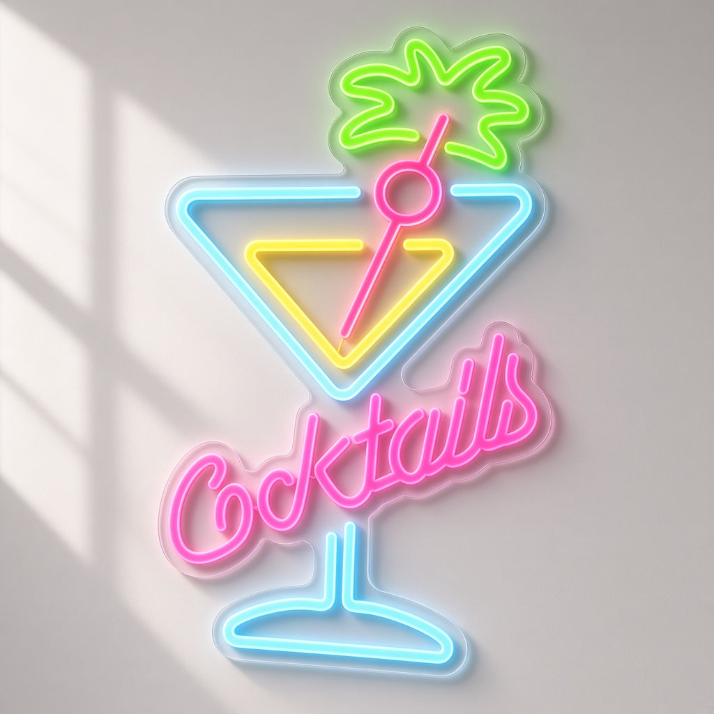 Cocktails Martini Glass LED Neon Sign - natural light view