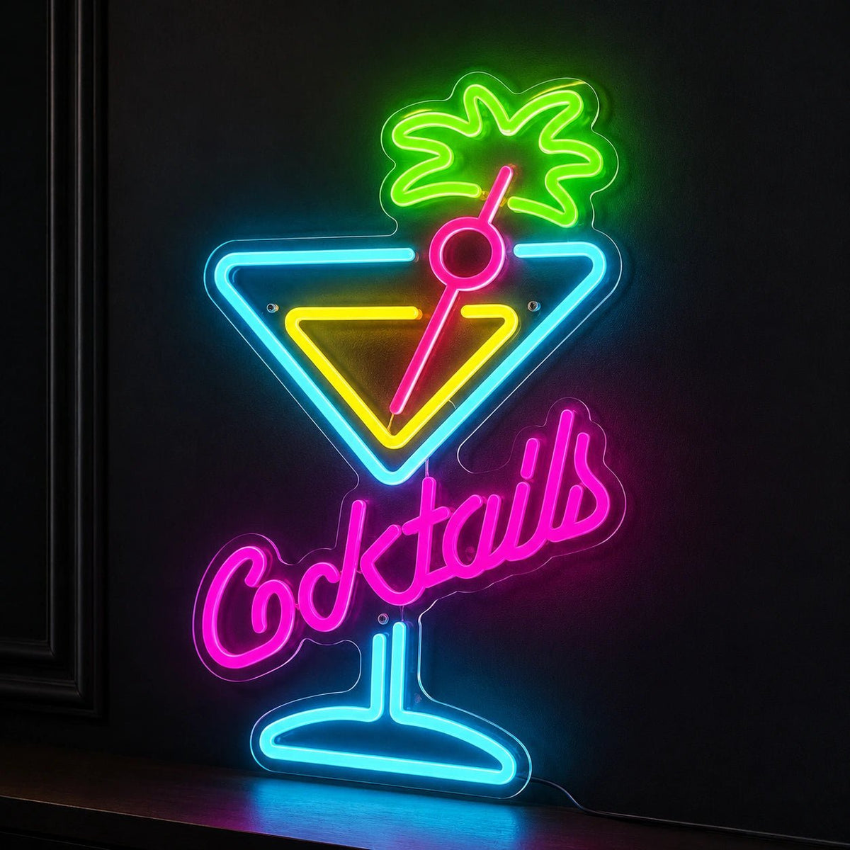 Cocktails Martini Glass Palm Tree LED Neon Sign - Shineneon