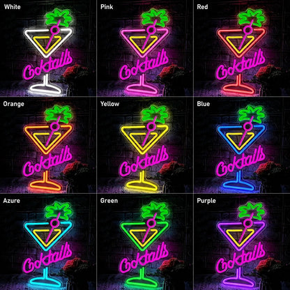 Cocktails Martini Glass Palm Tree LED Neon Sign - Shineneon