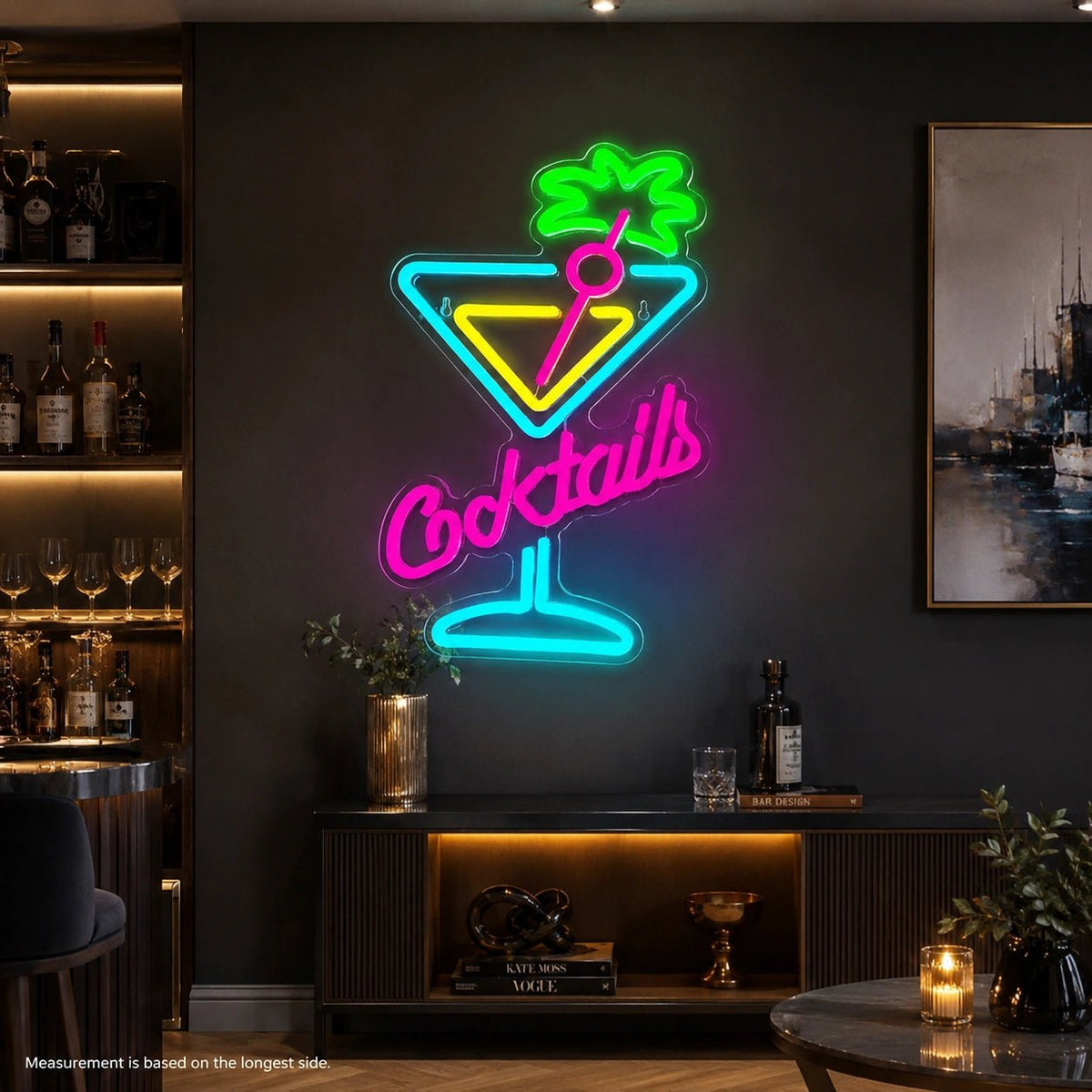 Cocktails Martini Glass Palm Tree LED Neon Sign - Shineneon
