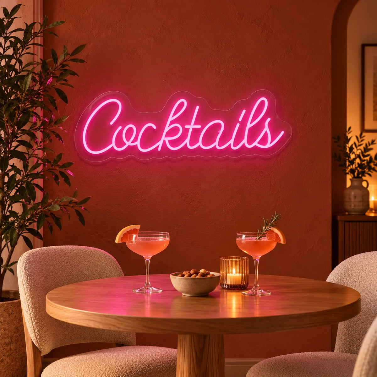 Cocktails LED Neon Sign - lifestyle view