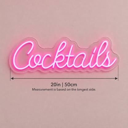 Cocktails LED Neon Sign - size guide