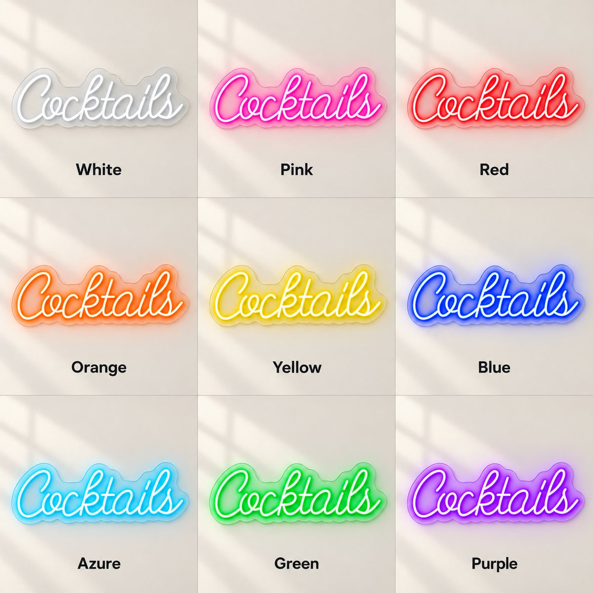 Cocktails LED Neon Sign - nine-color grid