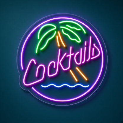 Cocktails Palm Tree LED Neon Sign - product hero