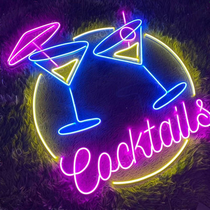 Cocktails Pink Blue Yellow Led Neon Sign For Bar Restaurant Decor-1 | Shineneon