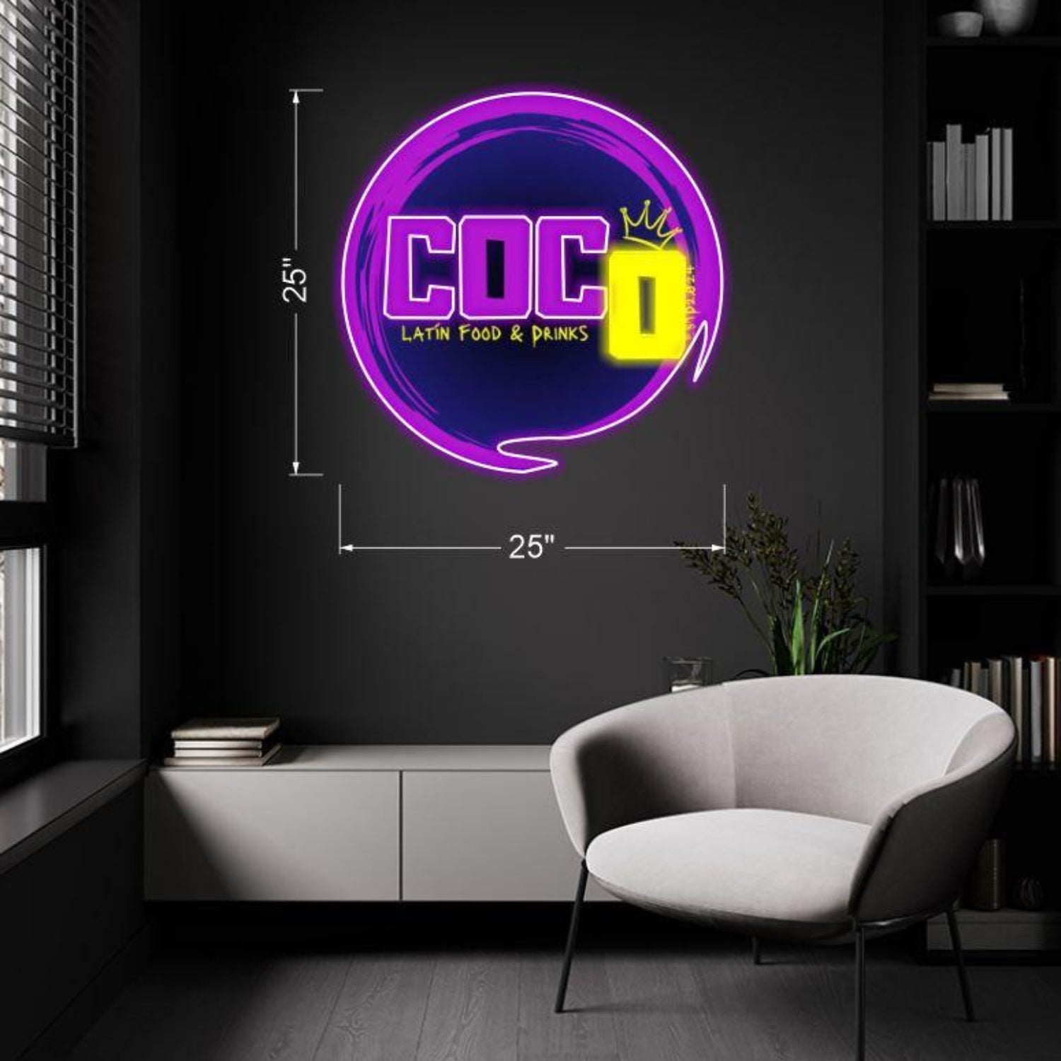 Coco Latin Food Drink Purple-Yellow-Blue Circular Led Neon Sign For Bar Restaurant | Shineneon