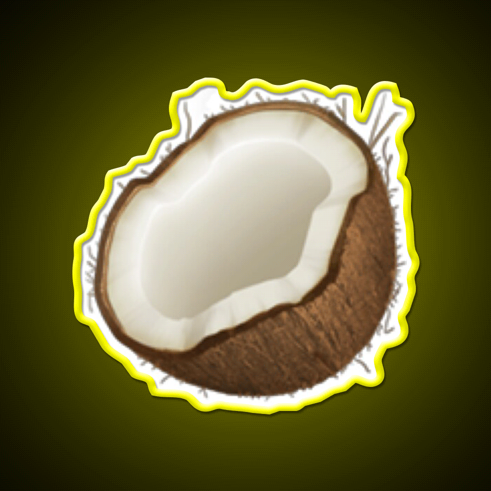 Coconut Emoji Snack Food Led Neon Sign Rgb Color - Custom LED neon sign front view