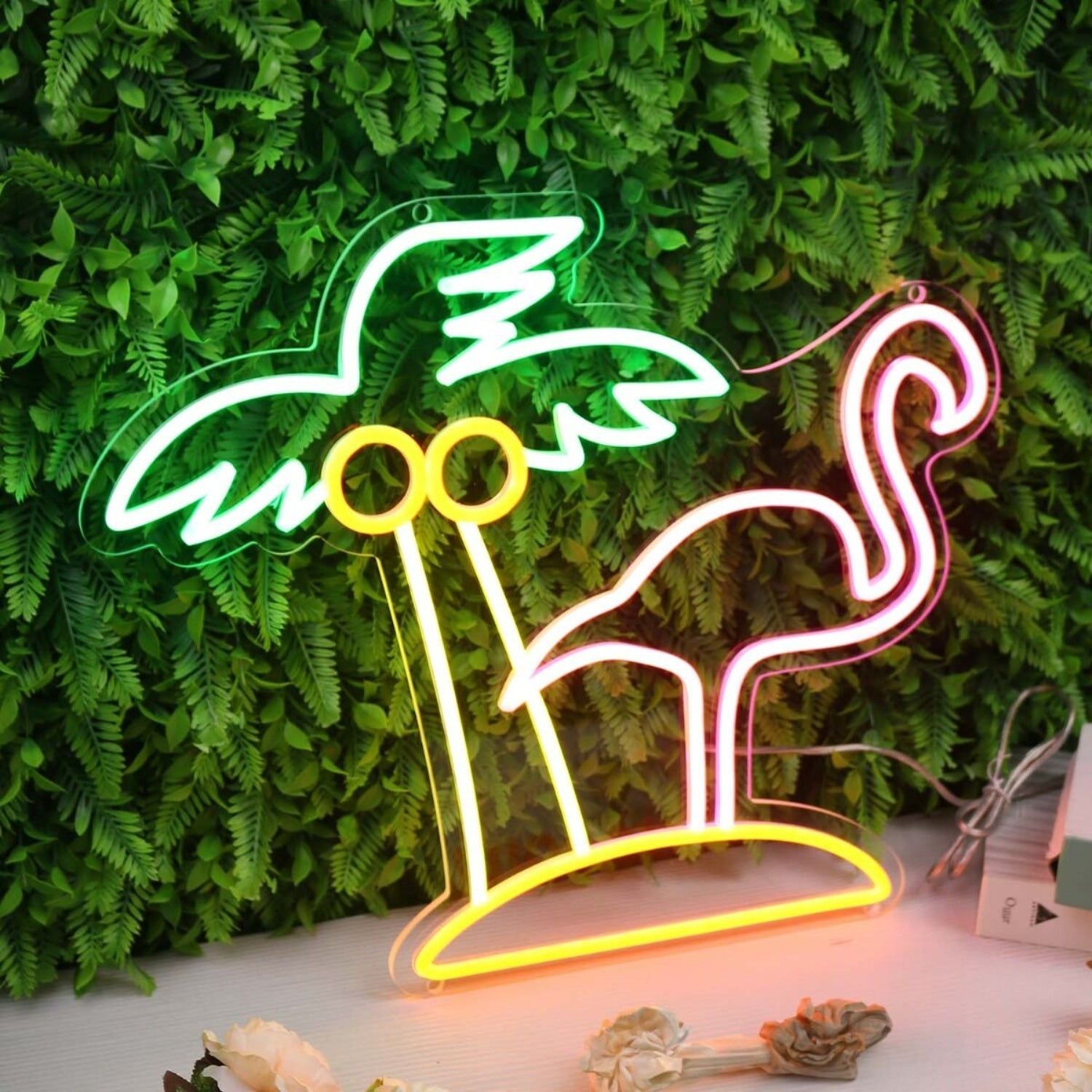 Coconut Tree And Flamingo Custom Led Neon Sign - Shineneon