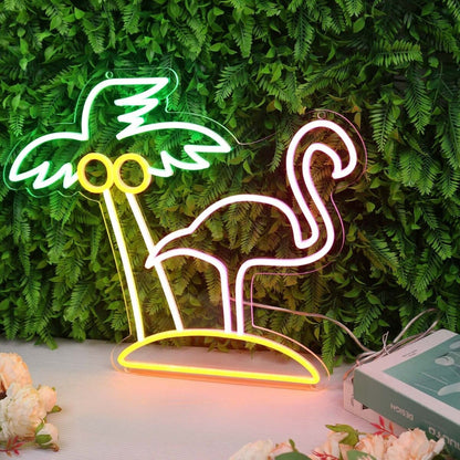 Coconut Tree And Flamingo Custom Led Neon Sign - Shineneon