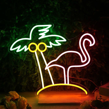 Coconut Tree And Flamingo Custom Led Neon Sign - Shineneon