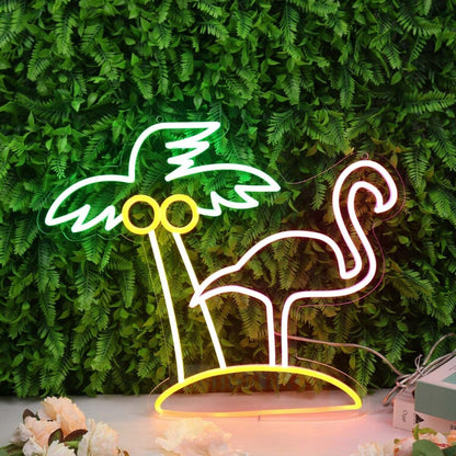 Coconut Tree And Flamingo Custom Led Neon Sign - Shineneon