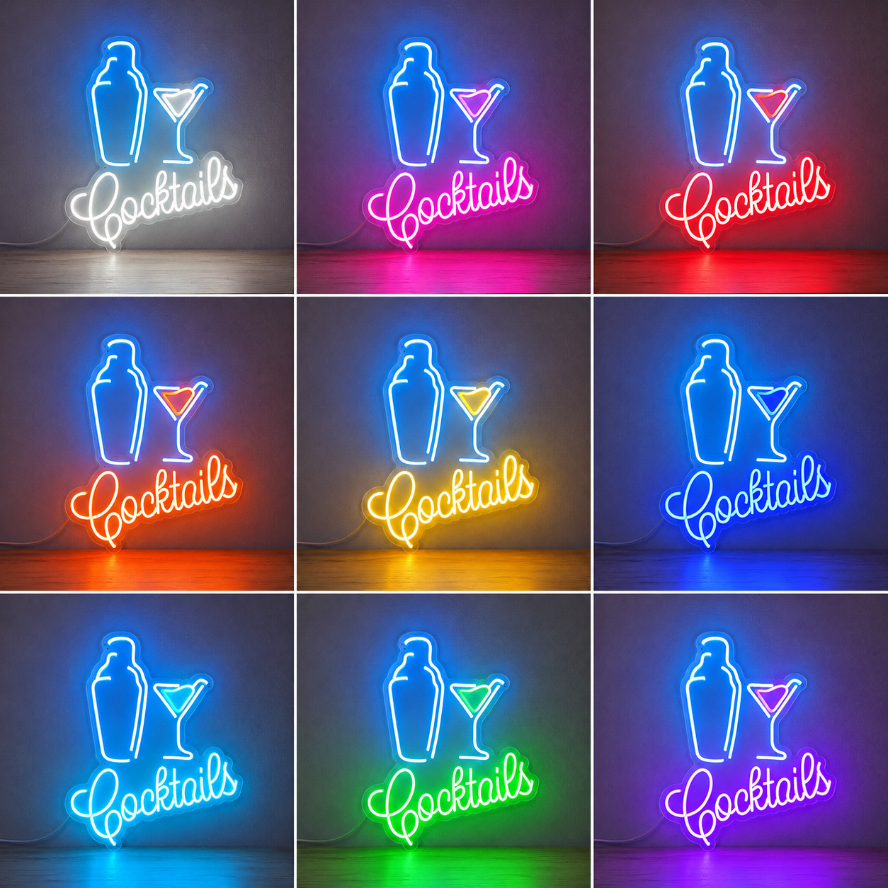 Coctail LED Neon Sign Neon Decoration For Cafes Home Neon Sign Wall Decor color grid