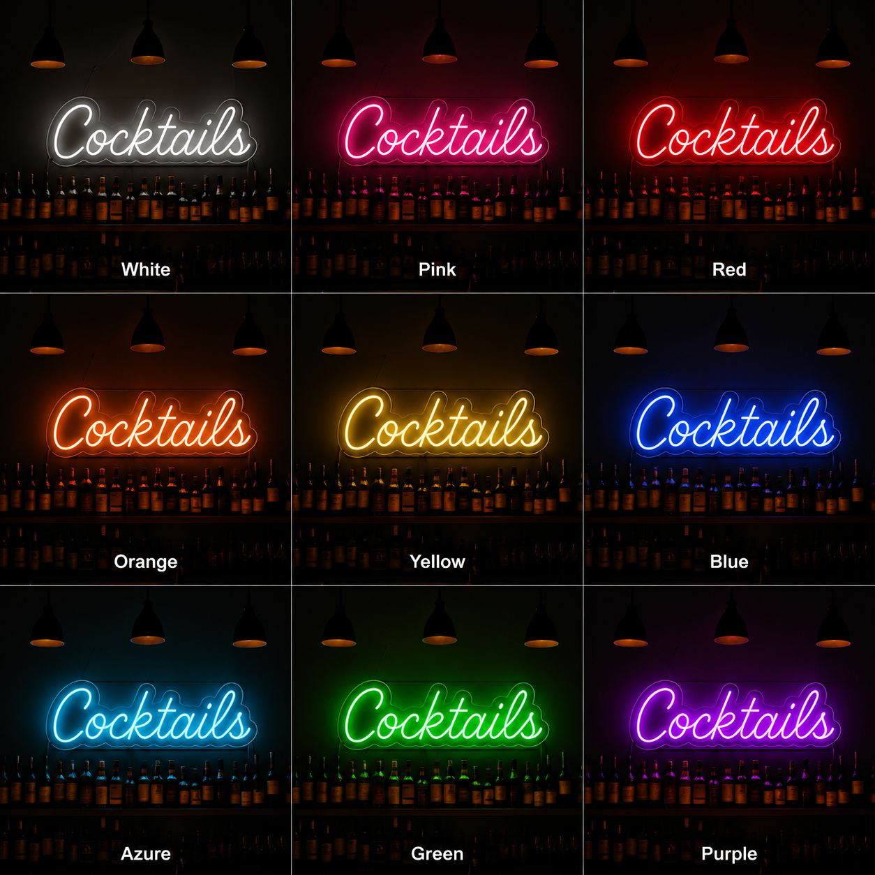 Coctails LED Neon Sign Bar Neon Sign Restaurant Neon Sign Pub Wall Decor color grid