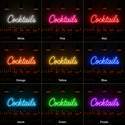 Coctails LED Neon Sign Bar Neon Sign Restaurant Neon Sign Pub Wall Decor color grid