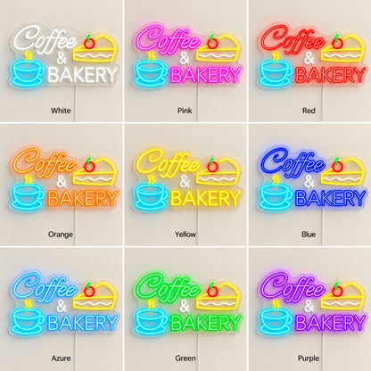 Coffee & Bakery LED Neon Sign - nine-color grid