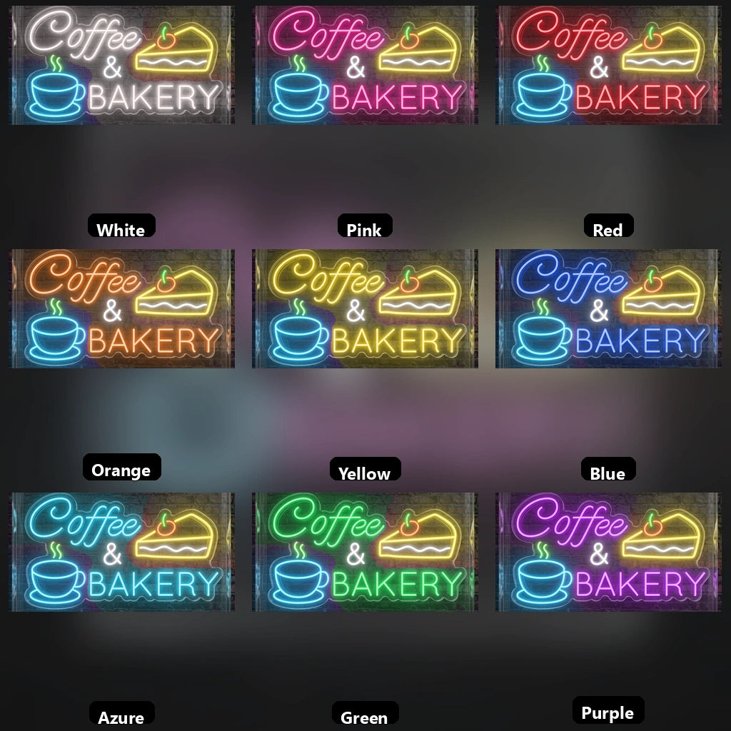 Coffee And Bakery Wall Decor LED Neon Sign - 05 Color Grid