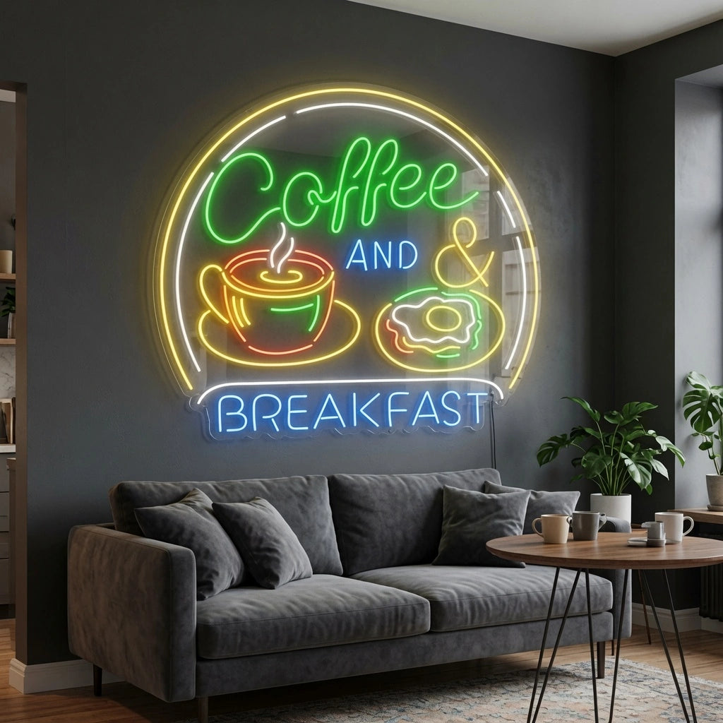 Coffee And Breakfast Wall Decor LED Neon Sign - 03 Real Lifestyle Scene